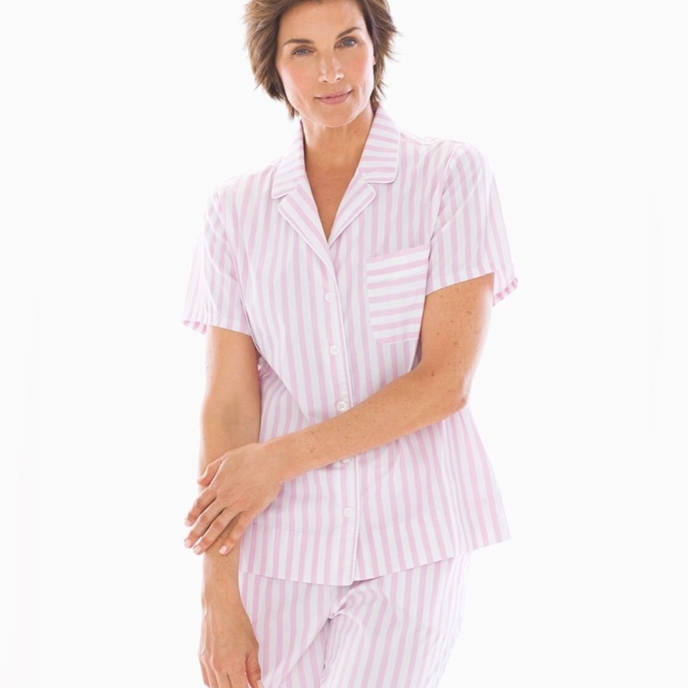 2/$20   Soma Pink Striped Pj Top